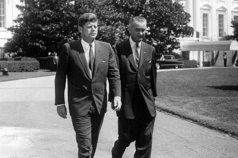 JFK and LBJ at the White House on August 31, 1961 (Getty Images)