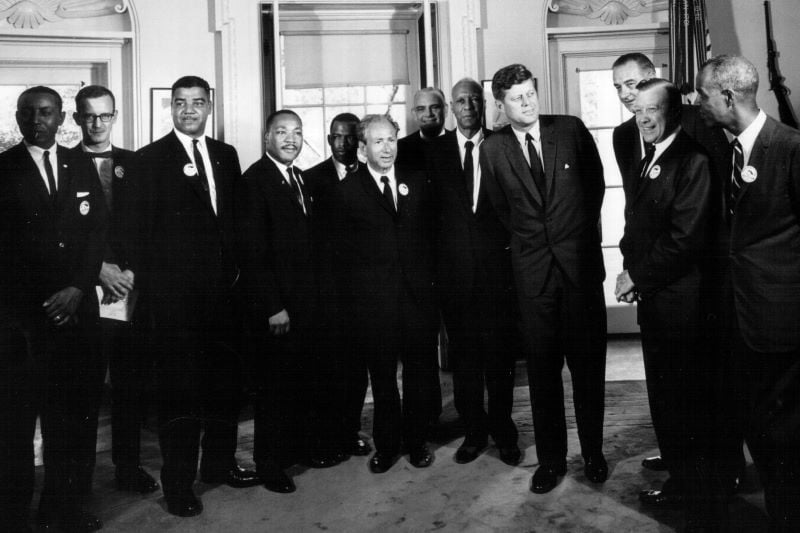 President Kennedy meets with civil rights leaders at the White House on August 28, 1963 (Getty Images)