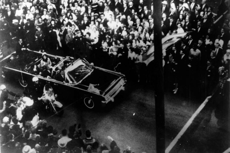 The presidential motorcade in Dallas shortly before JFK was assassinated on November 22, 1963 (Getty Images)