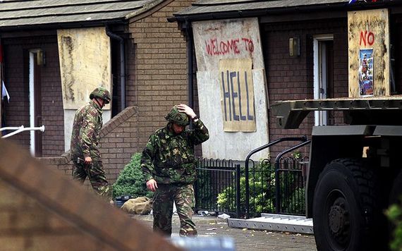 June 9, 2002: Members of the British Army patrol the streets in East Belfast. (Getty Images)