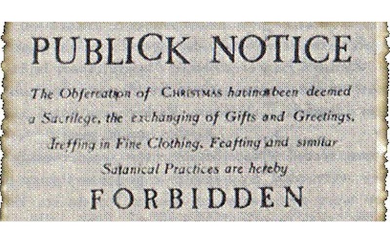 Public notice banning Christmas in Boston.