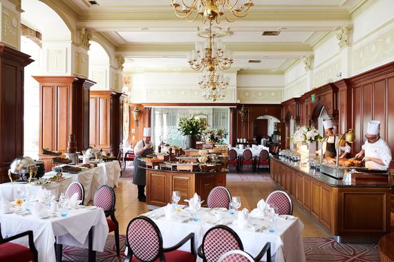 The Oak Restaurant, at the Slieve Donard Resort and Spa. The Oak Restaurant, at the Slieve Donard Resort and Spa.