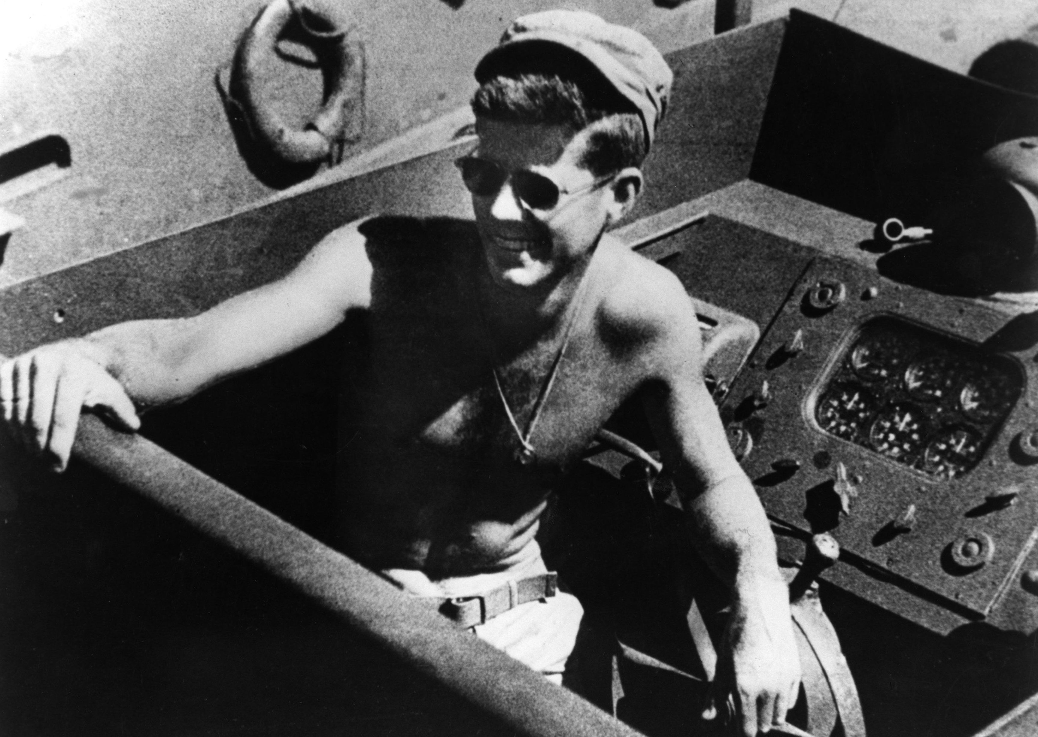 A young John F Kennedy on duty in the Navy.