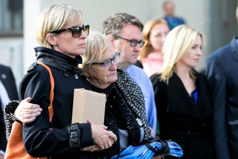 Micheál Ryan's family, with Christine center, with his funeral cortege in October 2019 (RollingNews.ie)