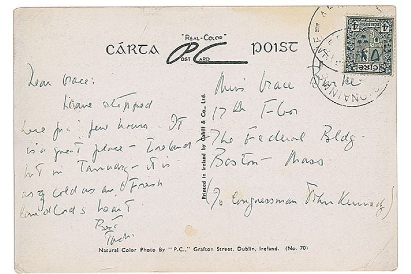 JFK's postcard from Ireland to Grace Burke (The Ronnie Paloger Collection / RR Auction)