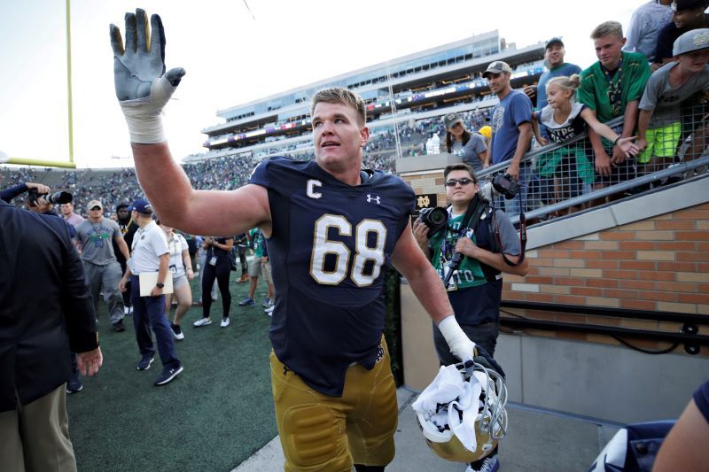 Mike McGlinchey during his Fighting Irish days in 2017. (Getty Images)