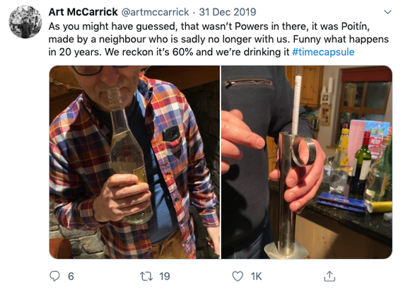 Yup! They drank the 20-year-old poitin.