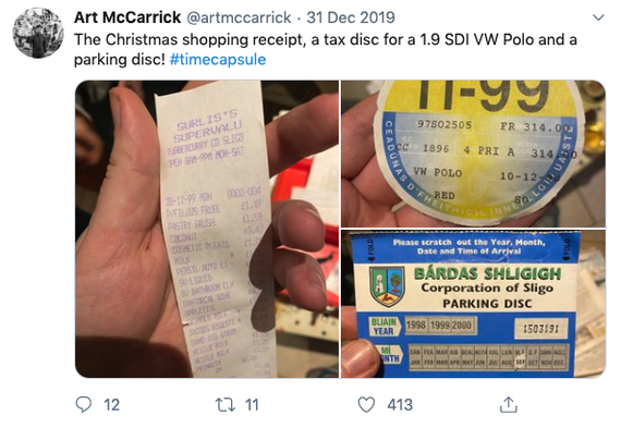 Christmas shopping receipts and tax insurance discs.