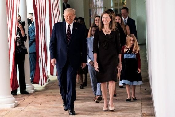 President Trump and Amy Coney Barrett. (Public Domain / White House Flickr, Shealah Craighead)