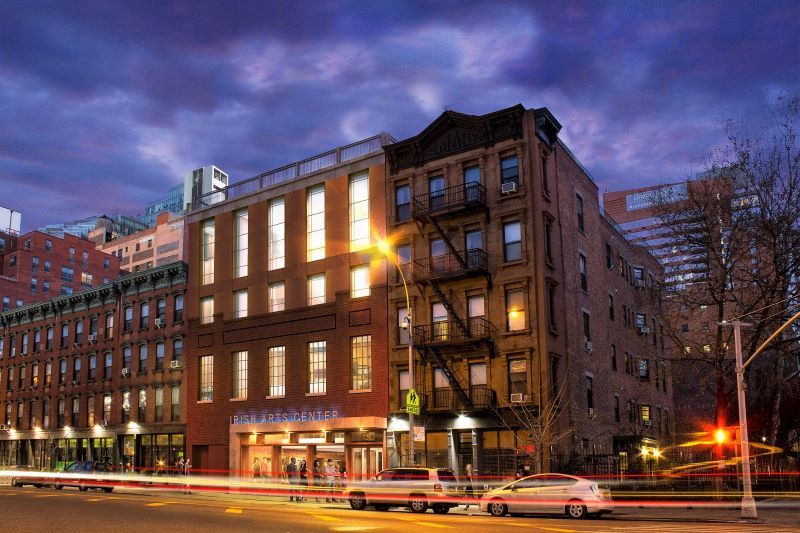 A rendering of the new Irish Arts Center facade by architects Davis Brody Bond, New York, and Office of Public Works, Dublin. (Courtesy Irish Arts Center)