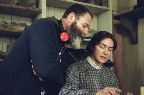Director Francis Lee with Kate Winslet on the set of Ammonite Director Francis Lee with Kate Winslet on the set of Ammonite
