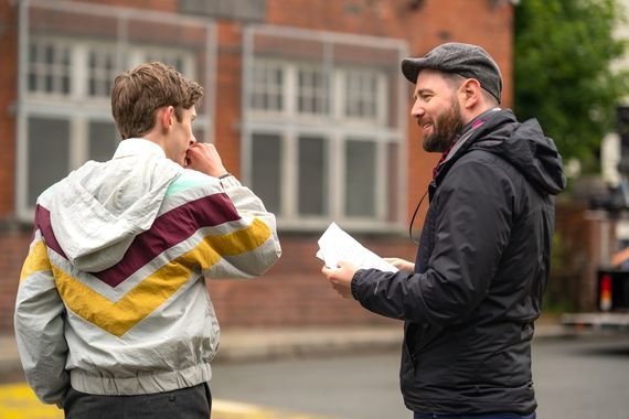 Fionn O'Shea and director David Freyne on the set of Dating Amber Fionn O'Shea and director David Freyne on the set of Dating Amber