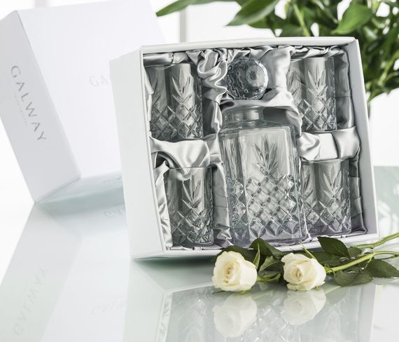 Galway Crystal decanter and glasses. Galway Crystal decanter and glasses.