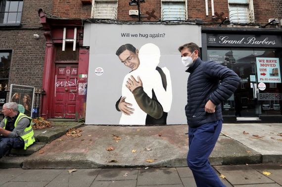 Will we hug again mural in Dublin. Will we hug again mural in Dublin.