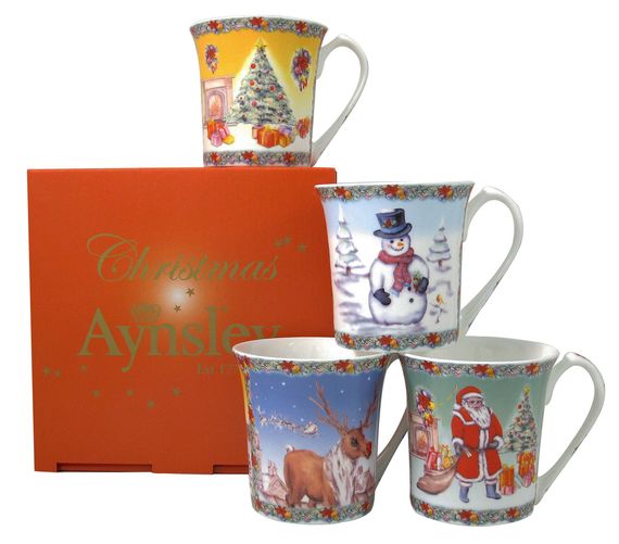 Beeleek Christmas mugs. Beeleek Christmas mugs.