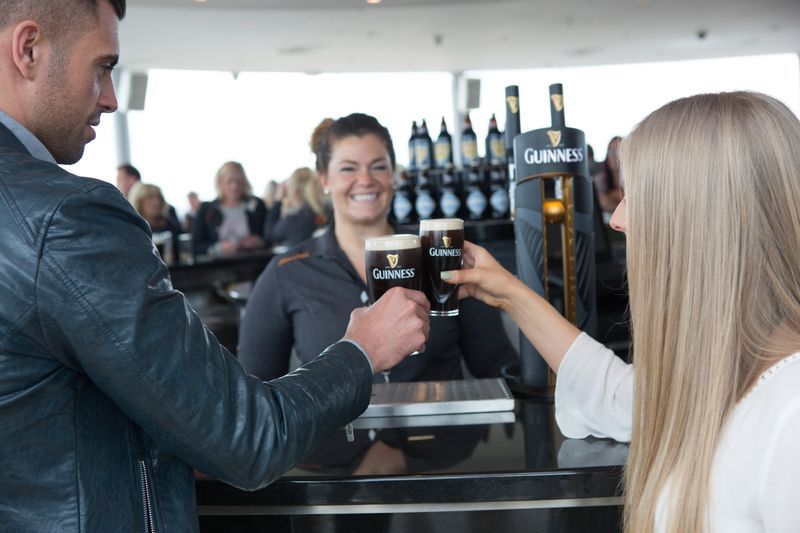 Having pints at the Guinness Storehouse Gravity Bar