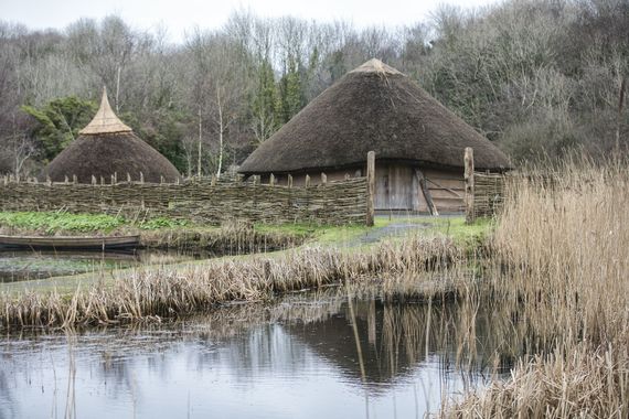 A recreation of a crannóg at the Irish National Heritage Center, in County Wexford.