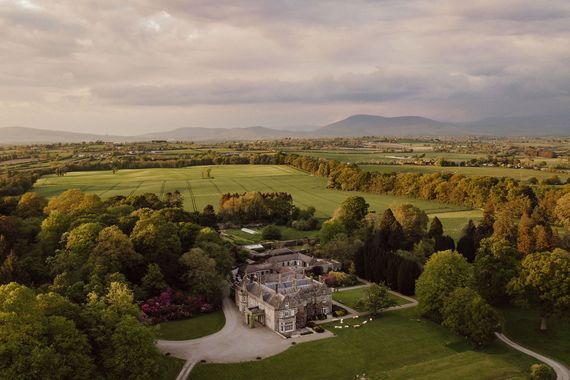 Lisnavagh House from the air. Lisnavagh House from the air.