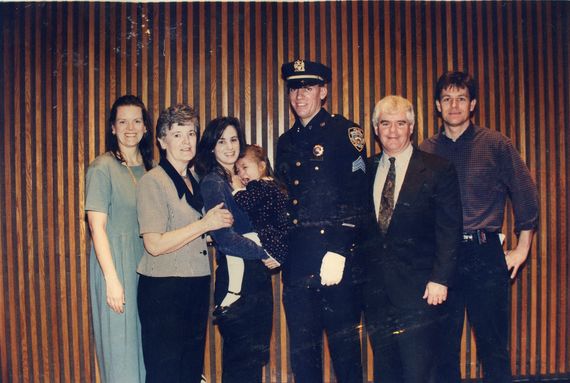 Dermot Shea’s promotion to lieutenant in November 1997. Pictured left to right are his sister Helen, mother Ellen, wife Serena, daughter Jackie, brother Jim and brother-in-law Bob. (Photo courtesy of Shea family) Dermot Shea’s promotion to lieutenant in November 1997. Pictured left to right are his sister Helen, mother Ellen, wife Serena, daughter Jackie, brother Jim and brother-in-law Bob. (Photo courtesy of Shea family)