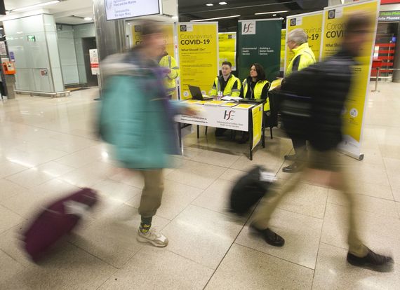 A booth set up at Dublin airport for information and those who suspect they could have been infected.