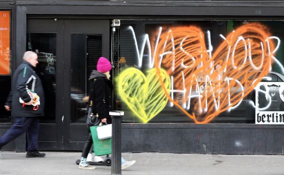 "Wash your hands" graffiti on Dame Lane, in Dublin 2. "Wash your hands" graffiti on Dame Lane, in Dublin 2.