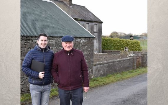 Conor and Johnny Brady at Johnny’s birthplace, Springville, Kells, Co. Meath, March 1, 2020. Credit: Michael Carolan Conor and Johnny Brady at Johnny’s birthplace, Springville, Kells, Co. Meath, March 1, 2020. Credit: Michael Carolan