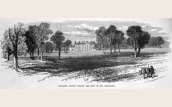 Balrath-Bury House and Estate, from April 25, 1870, issue of London Illustrated News in article about the assassination attempt made on landlord John A. Nicholson. Credit: London Illustrated News Balrath-Bury House and Estate, from April 25, 1870, issue of London Illustrated News in article about the assassination attempt made on landlord John A. Nicholson. Credit: London Illustrated News