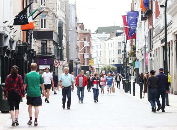 Grafton Street, before the last phase of lockdown, with very few masks to be seen. Grafton Street, before the last phase of lockdown, with very few masks to be seen.