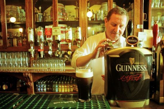 Pulling a pint of Guinness: A Dublin institution, The Gravediggers. Pulling a pint of Guinness: A Dublin institution, The Gravediggers.