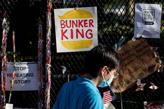 The hashtag Bunker Boy began trending after Trump and his family were escorted to an underground bunker The hashtag Bunker Boy began trending after Trump and his family were escorted to an underground bunker