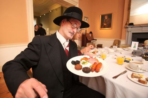 June 16, 2015: John Shelvin dresses as James Joyce during the Bloomsday Breakfast in the James Joyce Centre on North Great Georges Street Dublin. (RollingNews.ie)