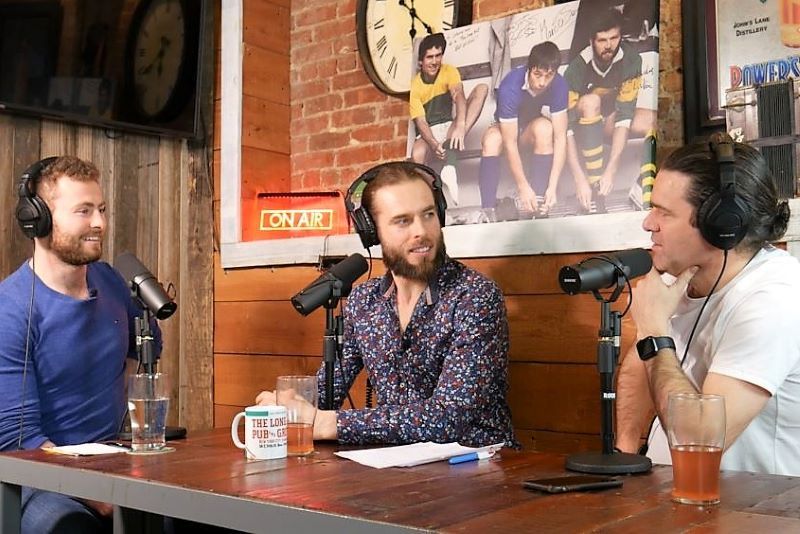 Hosts Michael Dorgan and Johnny Kenny chat with a guest (Picture courtesy of The Long Hall Podcast)