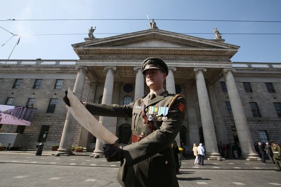 The anniversary of the Proclamation of Independence marked outside the GPO. The anniversary of the Proclamation of Independence marked outside the GPO.