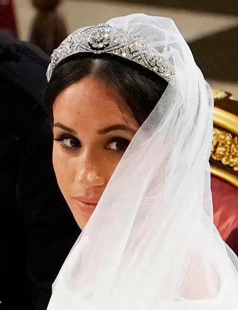 Meghan Markle stands at the altar of St George's Chapel on May 19, 2018 in Windsor, England. Credit: Owen Humphreys - WPA Pool/Getty Images