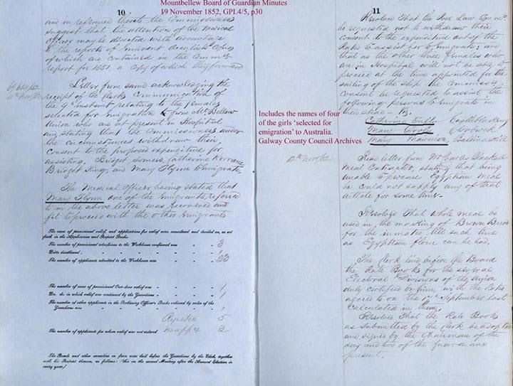 Board of Guardian Minutes Mountbellew Workhouse, 19 November 1852 Board of Guardian Minutes, (GCCA, Mountbellew Poor Law Union collection, GP4/ 5 Nov 1852 – 6 May 1853), 12 Nov 1852, pp30-1 Board of Guardian Minutes Mountbellew Workhouse, 19 November 1852 Board of Guardian Minutes, (GCCA, Mountbellew Poor Law Union collection, GP4/ 5 Nov 1852 – 6 May 1853), 12 Nov 1852, pp30-1