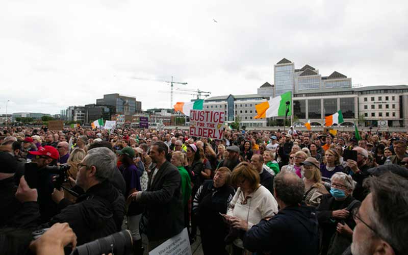A protest against COVID regulations was held in Dublin on Saturday. Credit: RollingNews.ie