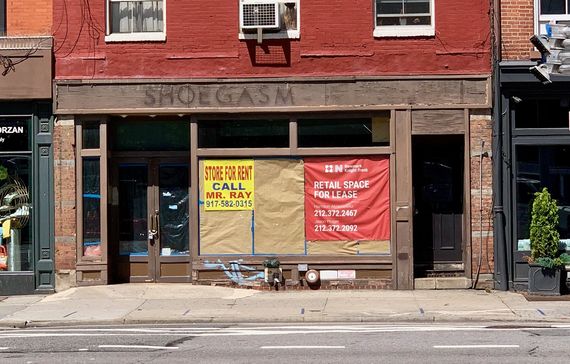 For rent signs are going up all over the city as businesses fail. For rent signs are going up all over the city as businesses fail.