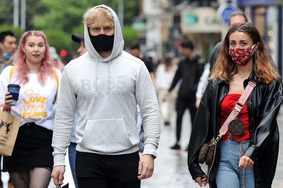 Public wearing masks in Dublin city centre. Public wearing masks in Dublin city centre.