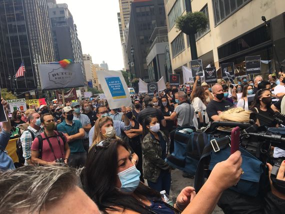 A large crowd outside Governor Cuomo’s office.