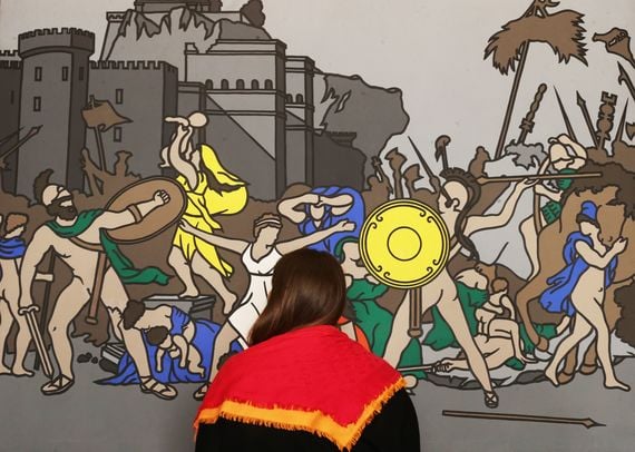 The Rape of the Sabines by Robert Ballagh, being admired. (RollingNews.ie) The Rape of the Sabines by Robert Ballagh, being admired. (RollingNews.ie)
