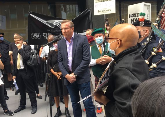 Organizer Mark Fox addresses the rally. (Photos by Debbie McGoldrick)