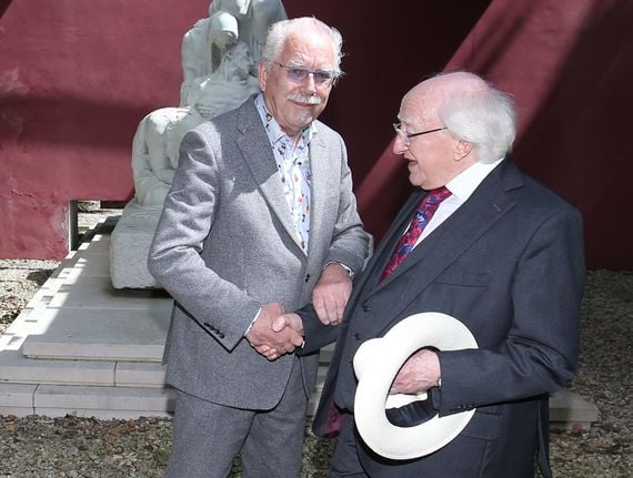 Robert Ballagh and the President of Ireland Michael D Higgins. Robert Ballagh and the President of Ireland Michael D Higgins.