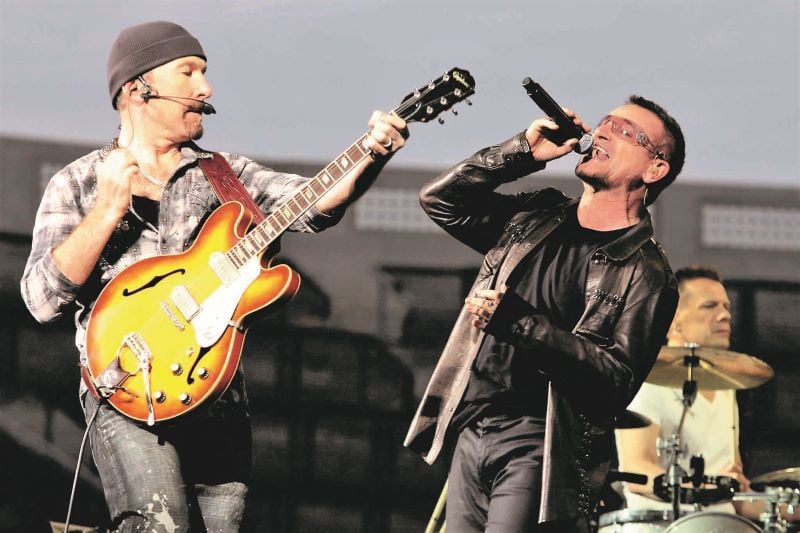 The Edge and Bono playing Croke Park, Dublin, in 2009. The Edge and Bono playing Croke Park, Dublin, in 2009.