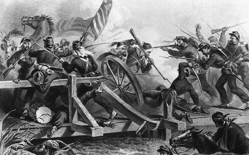 The First Battle of Manassas on July 21, 1861. Engraving by FOC Darby, after W Ridgway. Credit: Hulton Archive/Getty