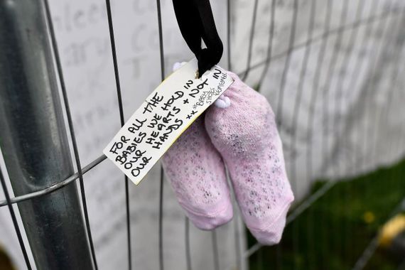 A makeshift memorial at the Tuam Mother and Baby Home in Galway. (Getty Images)