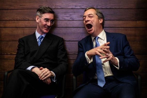 Jacob Rees-Mogg and Nigel Farage, architects of Brexit. (Getty Images) Jacob Rees-Mogg and Nigel Farage, architects of Brexit. (Getty Images)