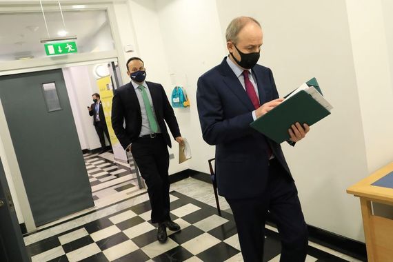 Tanaiste Leo Varadkar and Taoiseach Micheál Martin at Government buildings. Tanaiste Leo Varadkar and Taoiseach Micheál Martin at Government buildings.