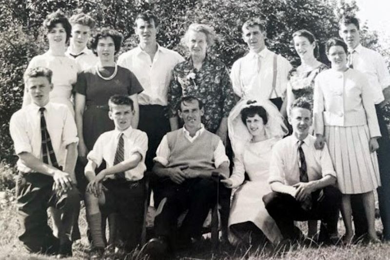 Eileen and her siblings and parents on her wedding day in Drumlosh, Co Roscommon. (Courtesy Jean Farrell)