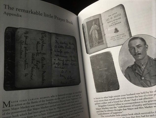 The prayer book of Major John Carlon Markes recovered over 80 years after it was lost at the Battle of the Somme. The prayer book of Major John Carlon Markes recovered over 80 years after it was lost at the Battle of the Somme. The prayer book of Major John Carlon Markes recovered over 80 years after it was lost at the Battle of the Somme.