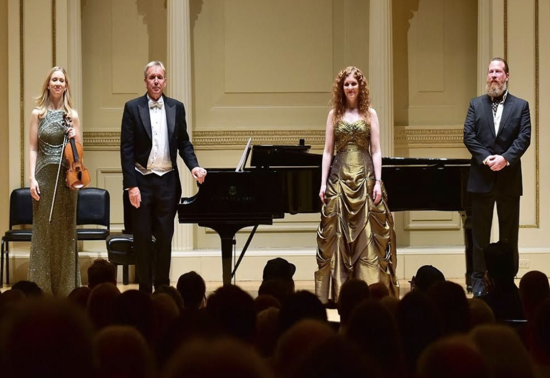 “Hazel” the Musical Art History of Ireland at Carnegie Hall: Aveen McEntee (violin), Terry Browne (piano), Sarah Power (soprano), and Gregory De La Haba (narrator). “Hazel” the Musical Art History of Ireland at Carnegie Hall: Aveen McEntee (violin), Terry Browne (piano), Sarah Power (soprano), and Gregory De La Haba (narrator).